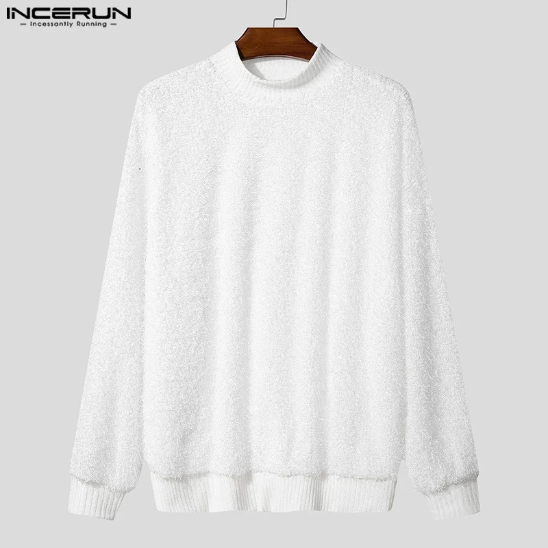 INCERUN Men Sweater Tassel Patchwork Turtleneck Long Sleeve Loose Male Pullovers Streetwear 2025 Fashion Casual Men Clothing