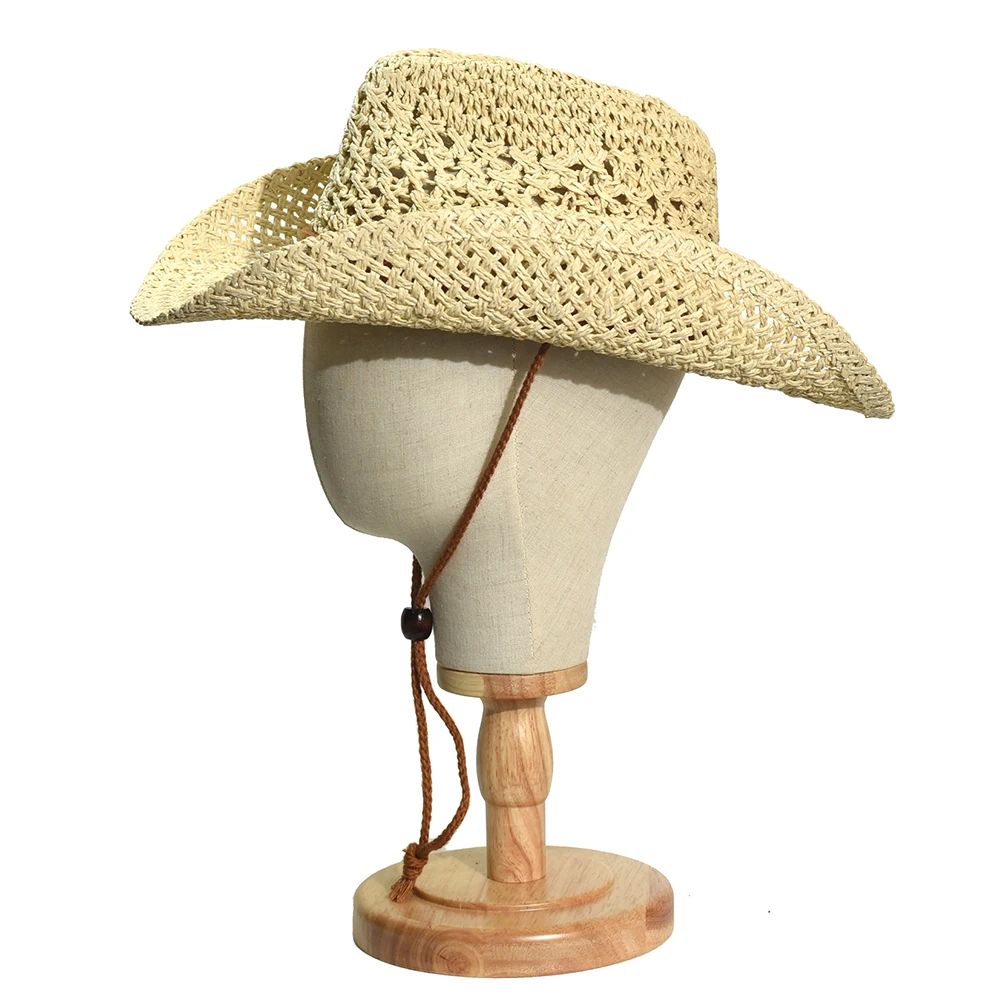 Panama Zachte Handgemaakte Cowboy Strohoed Zomer Mannen Vrouwen Outdoor Reizen Strand Hoeden Unisex Solid Wide Brim Beach Sun Cap fedora Hoed