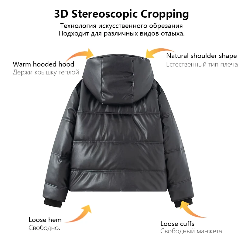 Dames herfst- en wintermode katoenen jas met capuchon en trekkoord in de taille Gewatteerde korte jas Warme en veelzijdige dameskleding