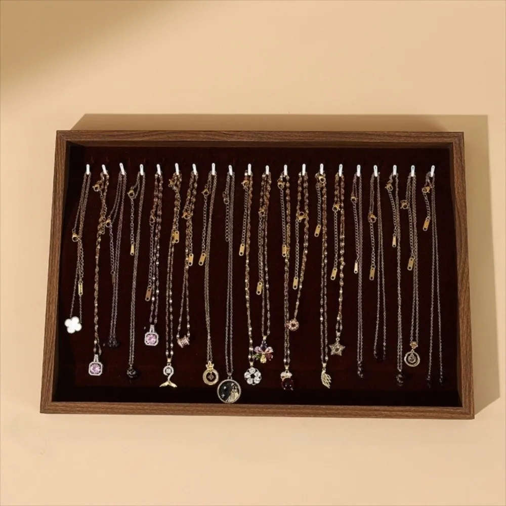 Stackable Jewelry Display Tray Multi Compartments Flat Bottom Wood Velvet Jewelry Pallet Space Saving Anti-slip