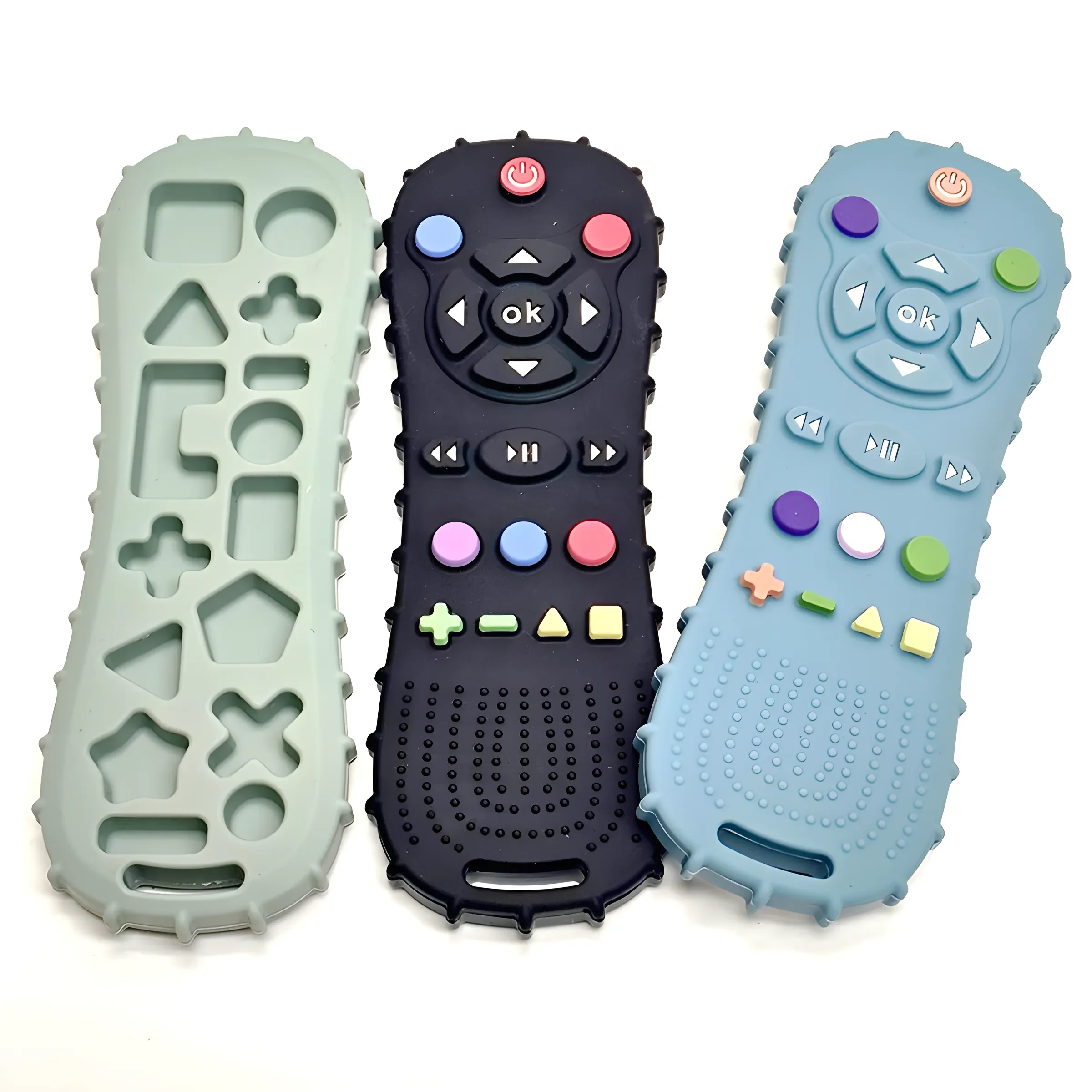 Silicone baby teether toy in TV remote shape, BPA-free chewing & sensory accessory for infants 2
