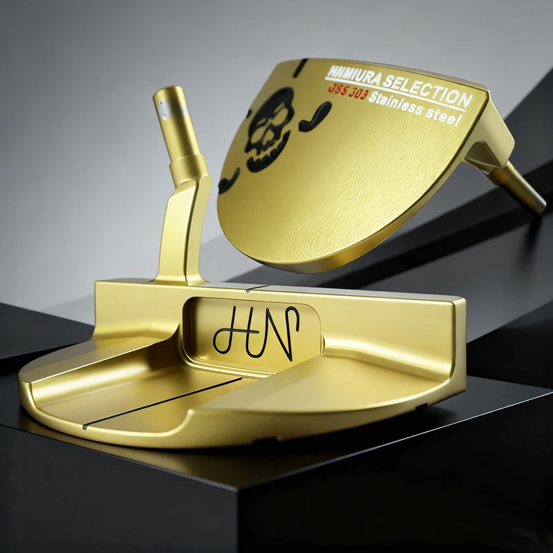 Cabeças de golfe douradas semicírculo dourado cabeça de putter de golfe destro unissex cabeça de clubes de golfe e capa de cabeça de golfe sem eixo