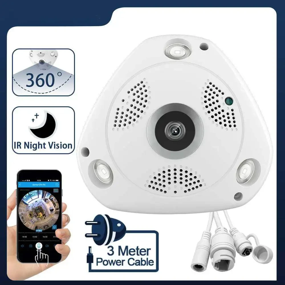 Imagem -02 - Câmera ip Panorâmica Fish Eye 360 Graus 1080p Wifi Cctv 3d Vídeo vr Áudio Controle Remoto Monitoramento Doméstico Segurança Cctv V380