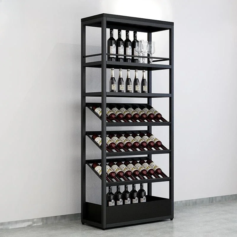 Storage Cabinet Furniture Display Bottle Wine Bar Drinks Shelf Wall Mounted Botellero Vino Mini Club Industrial Buffet Metal