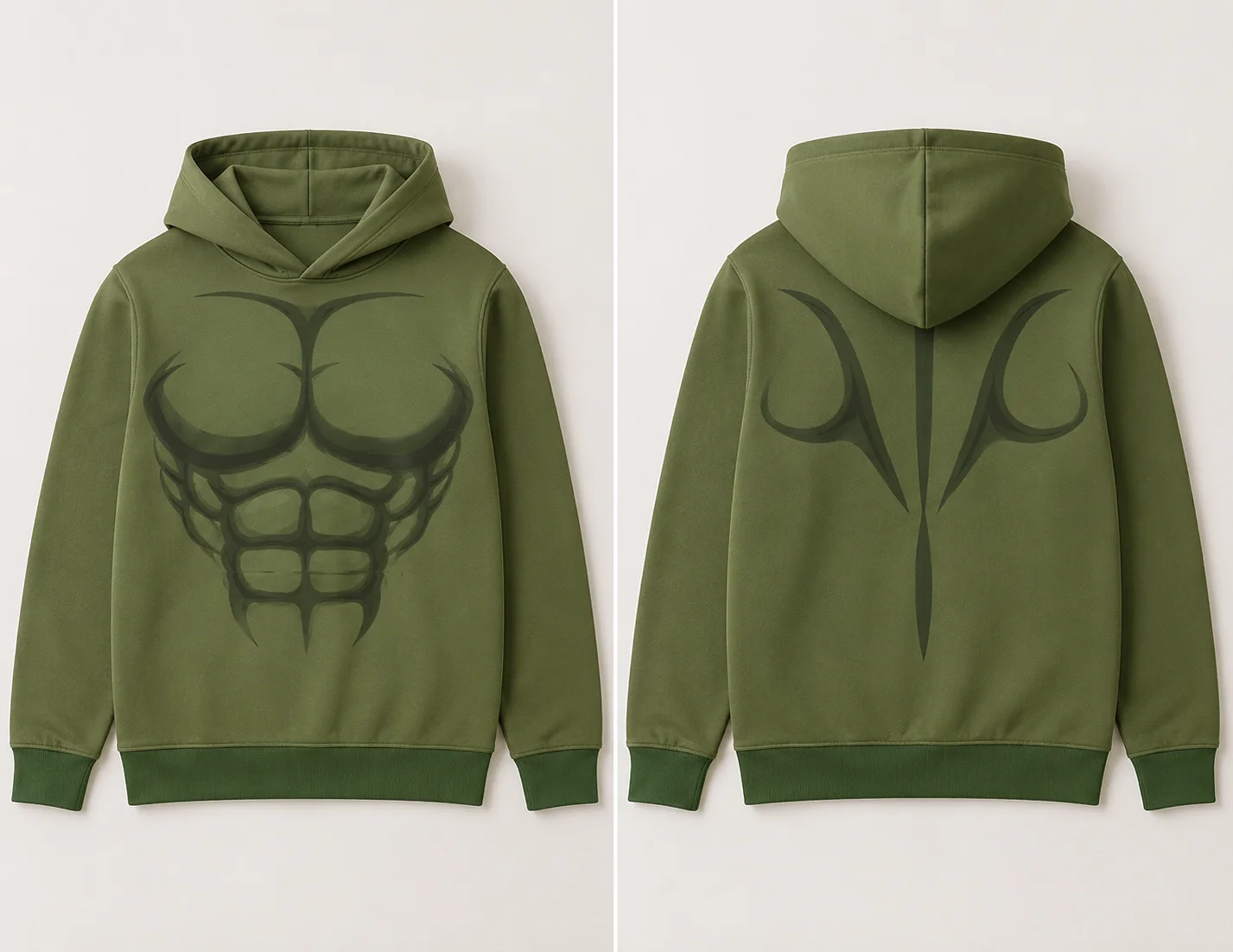 Y2K Men Muscle Graphic Hoodie, Abstract Body Print Hooded Sweatshirt, Halloween Role‑play Casual Top Men's Fall Sportswear Shirt