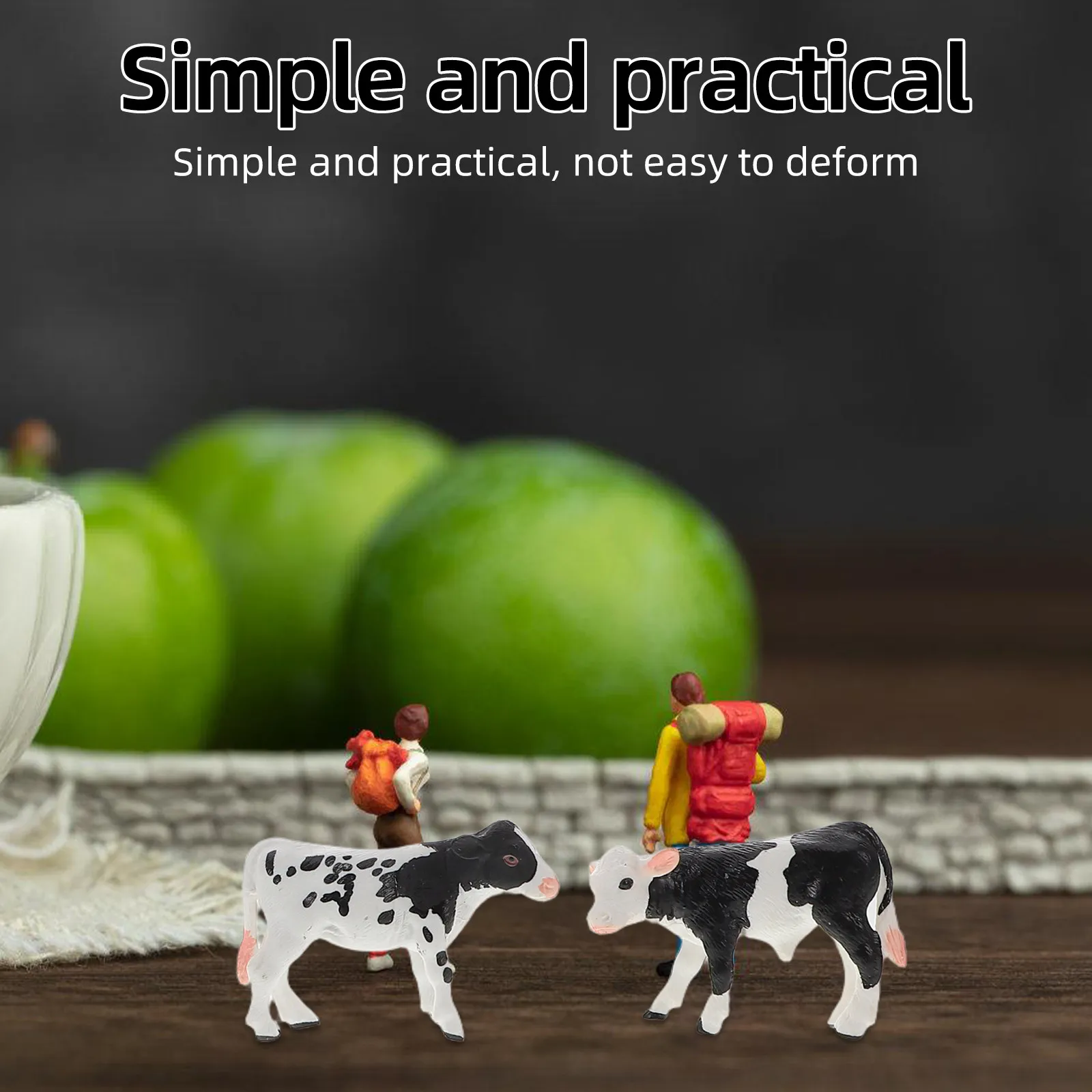 4Pcs Miniature Animal Simulation Realistic Cow and Calf Set Educational for Kids Farm Landscape Cake Decoration