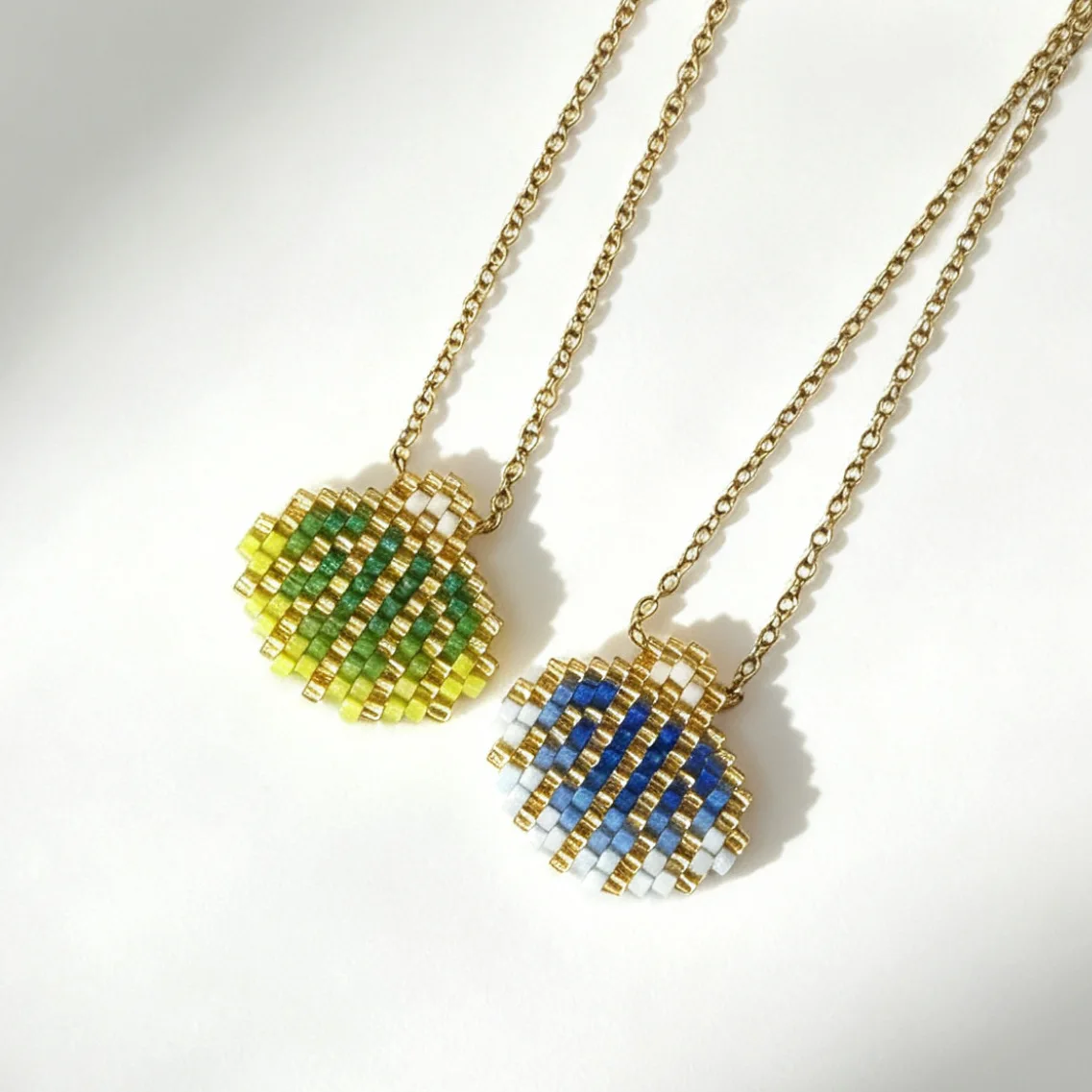 ZGMXR Rice bead necklace Shell Gradual color change Pendant Fashion Hand weaving Bohemia Simple Woman Adjustable Beaded necklace
