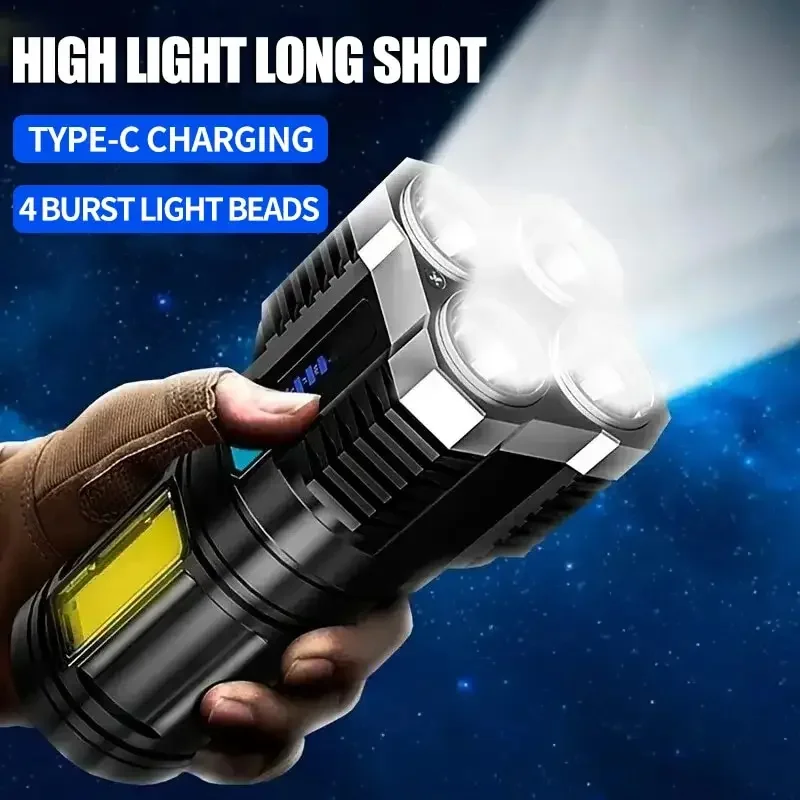 Powerful Flashlights Portable Rechargeable LED Camping Lamps Torch Light Waterproof Long Range Lanterns Self Defense