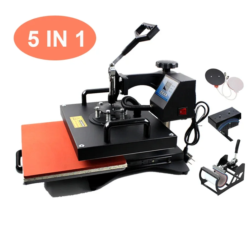 RubySub 5 in 1 Sublimation Machine Combo Heat Press Machine for T-shirt/Mug/Plate/Hat with Slide Out