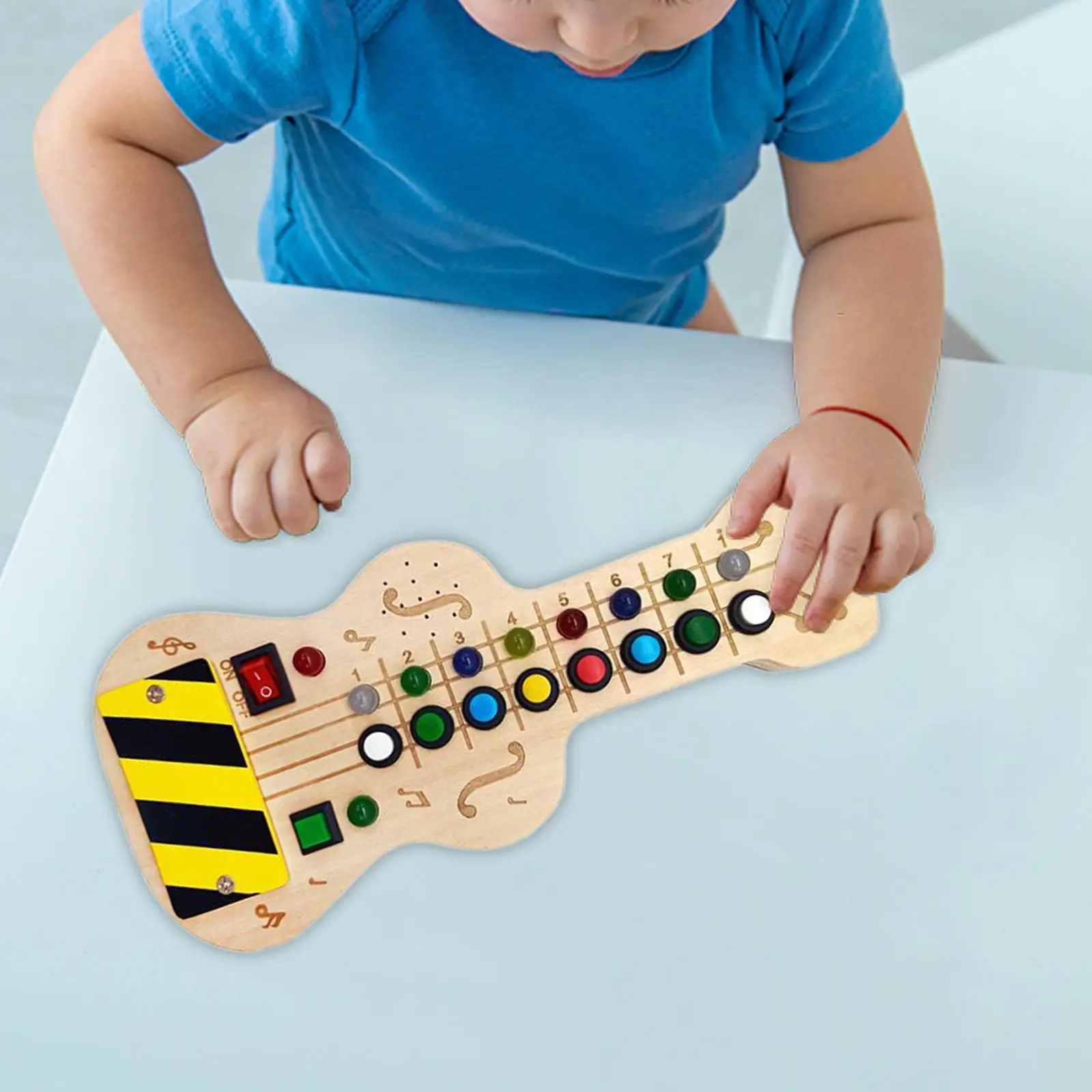 Houten Drukke Board Mini Gitaar Cadeau Voorschoolse Activiteiten Met Kleurrijke Schakelaar En Knoppen Voor Reizen Meisjes Kinderen Leeftijd 3 + Thuis