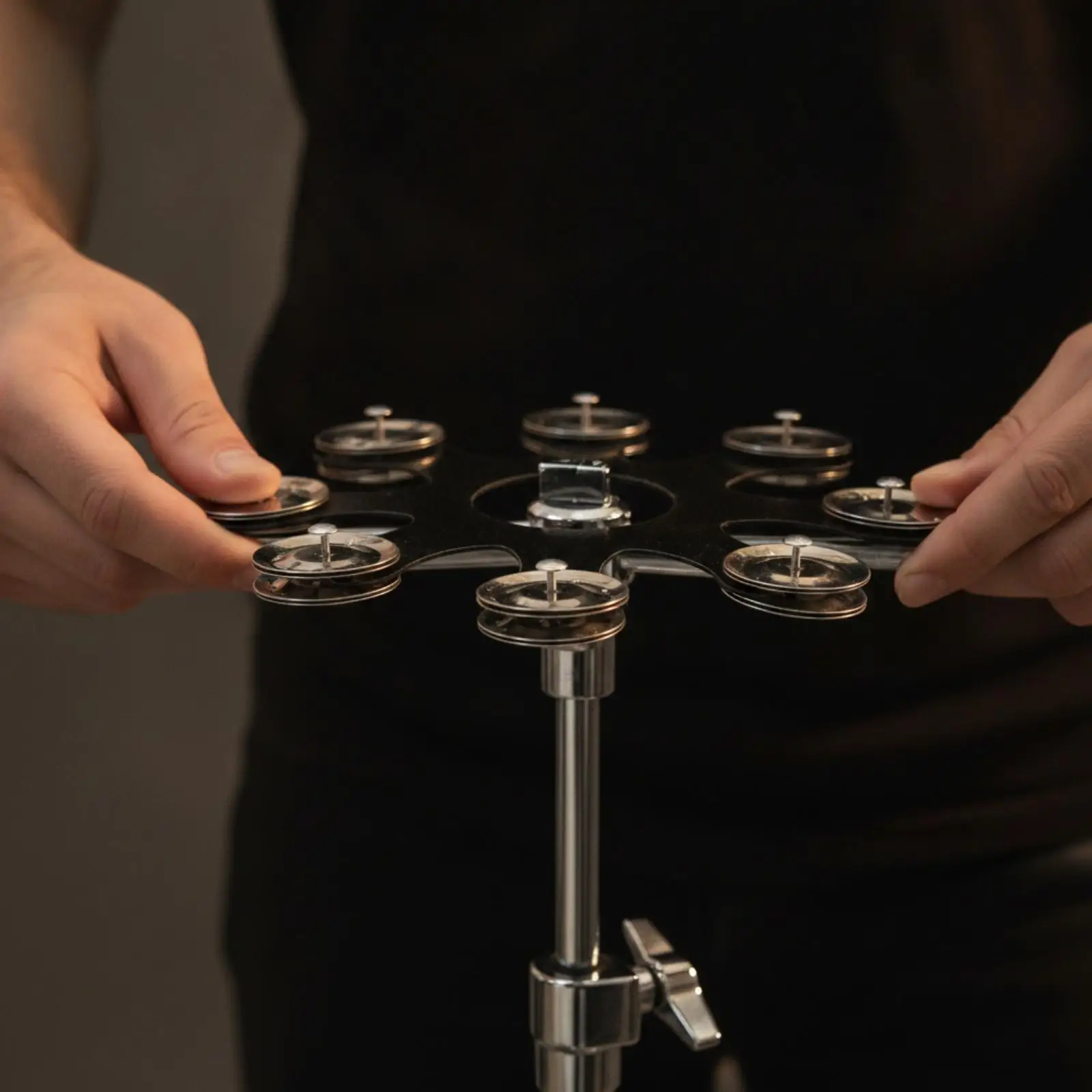 Flat Profile Cymbal Rattle Bell Percussion for Music Stands with Silver Finish and Responsive Vibration
