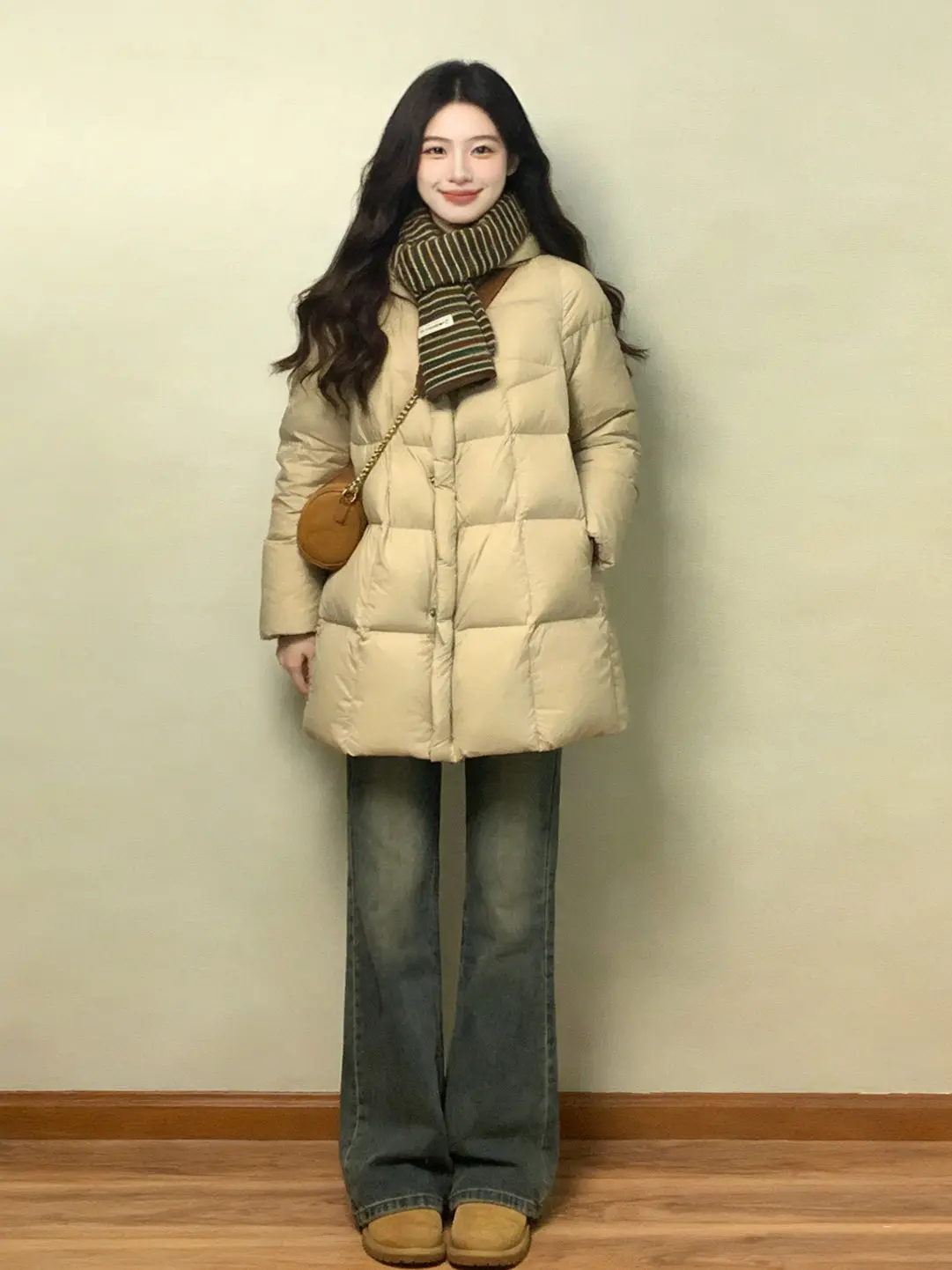 

Корейская высококачественная хлопковая куртка цвета хаки для женщин, новая модная зимняя утепленная верхняя одежда средней длины, трендовая