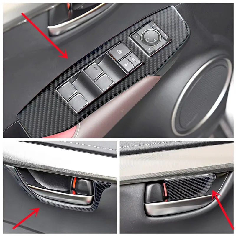 

Car Door Handle Windows Control Panel Decorative Cover Trim Strips Carbon Fiber Sticker For Lexus NX200 Car Interior Accessories