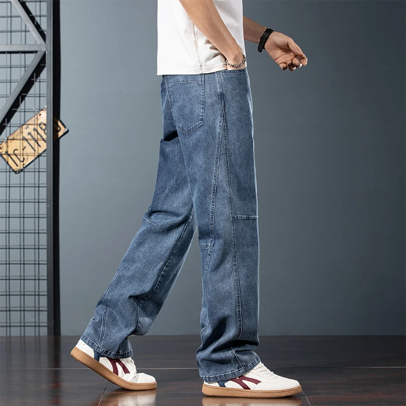 light blue men's jeans Summer Thin Straight Look Loose Men's Jeans Large size 28-44