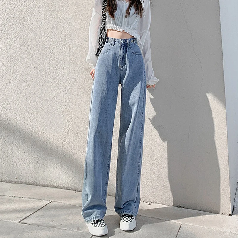 Straight Leg Jeans Women 2023 Female Clothing Women's Pants Y2k Jeans Woman High Waist Vintage Clothes Denim Korean Fashion Blue