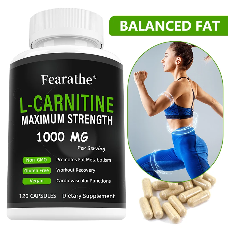 L-Carnitine 1000 Mg Capsules - Powerful Fat Burner, Boosts Metabolism, Energy, Focus, Antioxidant and Cardiovascular Health