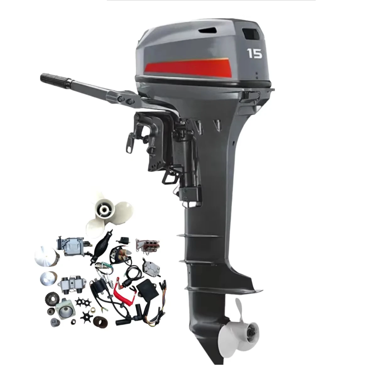 For Yamaha 15HP 6B4 Enduro 2 Stroke 15FMHL Long Shaft Gas-oline Marine Outboard Motor Engine Assembly for Boat