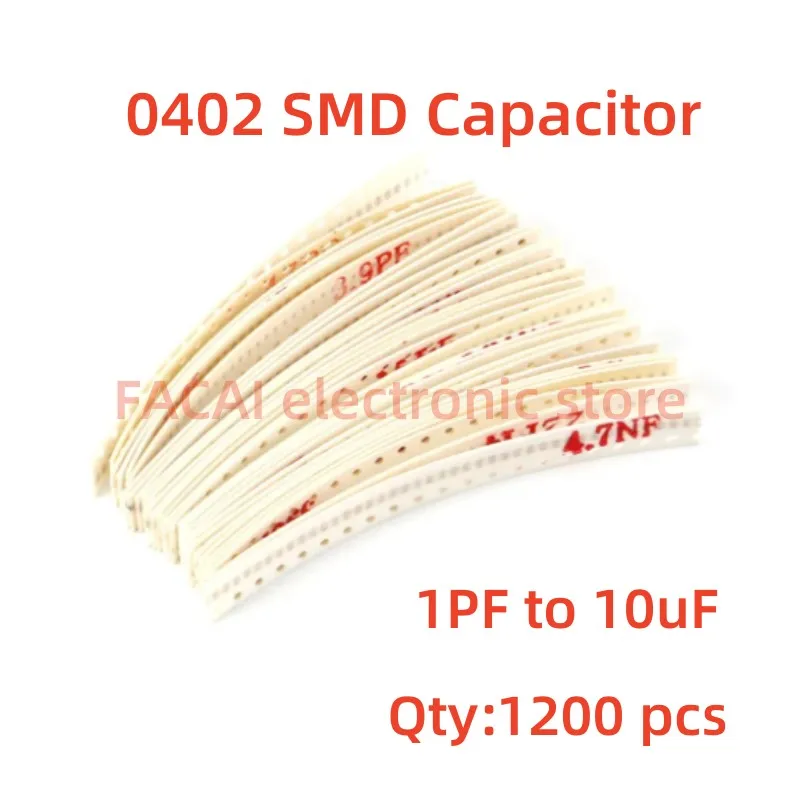 

1200pcs 0402 SMD Capacitor kit 30 values*40pcs 1PF-10UF Electronic Components Package Capacitor Assorted Kit Samples DIY