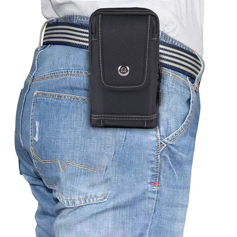 

Waist Pack Man Mobile Phone Bag with Buckle Belt Clip Phone Belt Clip Holster 7.5 Inch Universal Phone Belt Hanging Pouch
