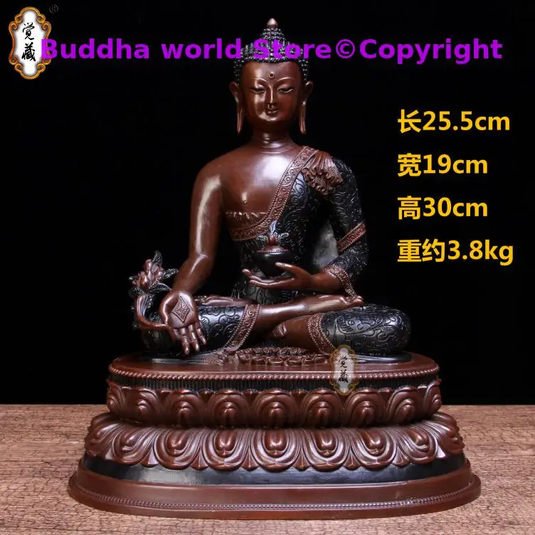 

30CM large TOP High grade All-powerful Pharmacist Buddha statue home family Temple efficacious bless Talisman brass Handmade ART