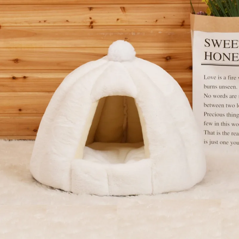 For Deep sleep round kennel semi-closed cat litter rabbit down autumn and winter litter pad pet litter medium and small dogs