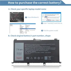 Laptop batarya 74wh 357f9 için dell ınspiron 15 7000 7559 7557 7567 5576 5577 ıns15pd serisi p65f 71jf4 0gfj6 p57f 071jf4 0357f9 Pilde 6 büyük satış, dell 7559-no. 2