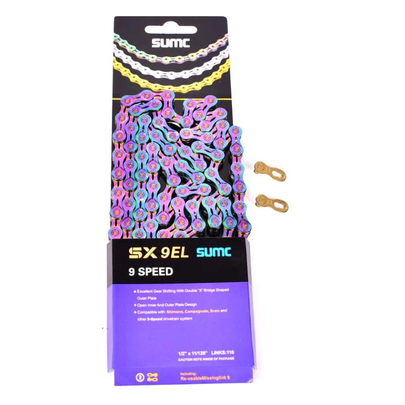 

SUMC Strong Bicycle Chain Mountain Bike Chains Colorful 9/10/11/12 Speed Bicycle Chain MTB 116/126L