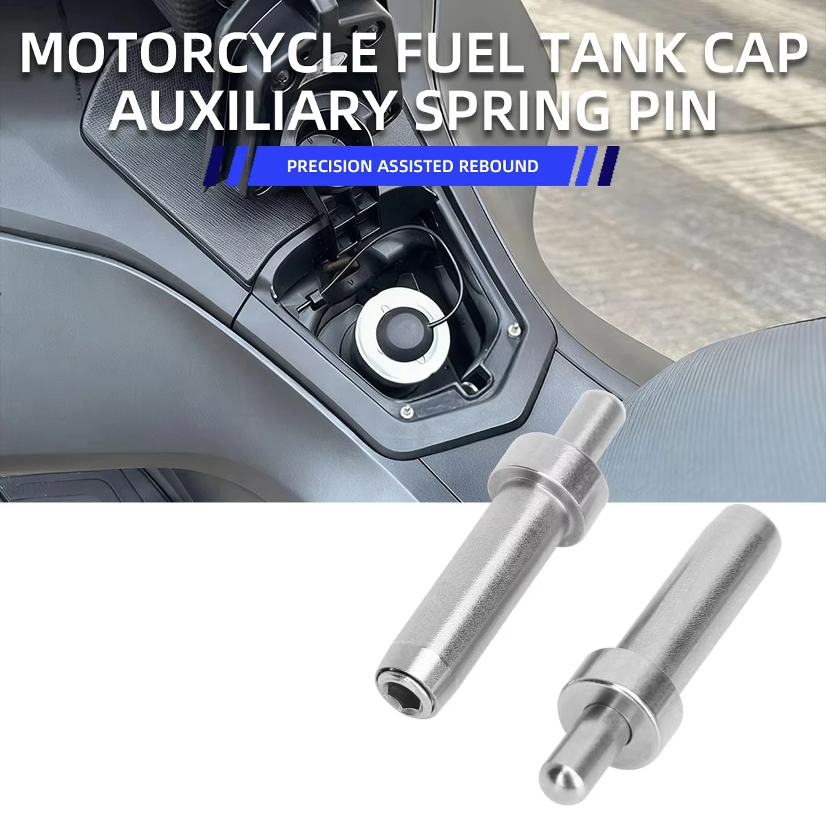 2 adet paslanmaz çelik yakıt deposu kapağı yardımcı yaylı pim Honda PCX 125 150 160 ADV 150 motosiklet tek tıklamayla geri tepme ejektörü