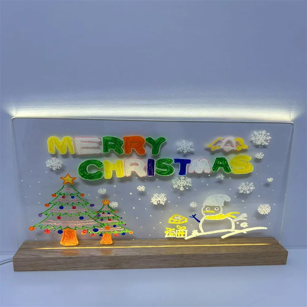 LED Note Board With 7 Colorful Pens Acrylic Dry Erase Board Erasable Neon Sign Clear Writing Board for Office School Home