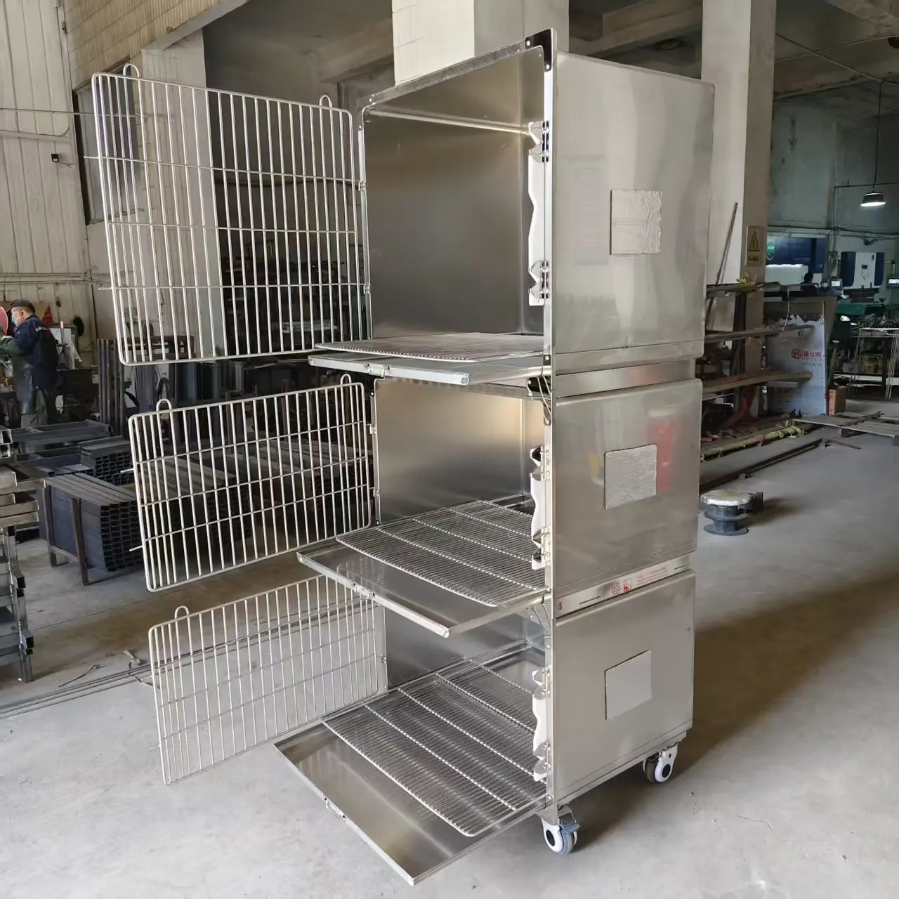 Simple Luxury Stainless Steel Veterinary Animal Cage Pet Hospital Kennel for Dogs Medical Recovery Cage
