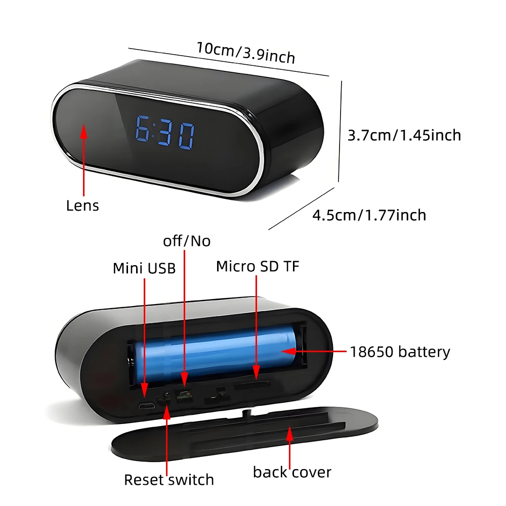WIFI Mini Clock Camera HD 1080P Home Nanny Indoor Car Infrared Night Vision Wall Clock Video Camera 2.4G WIFI Control DVR Cam