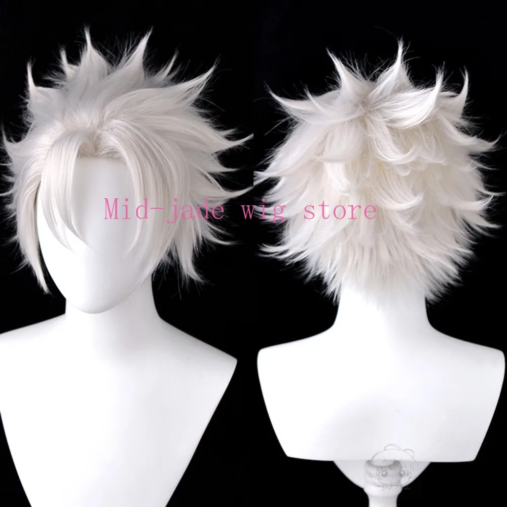 Anime Sanemi Shinazugawa Cosplay Wig Silver Gray Flipped Short Hair Wind Hashira Stage Event