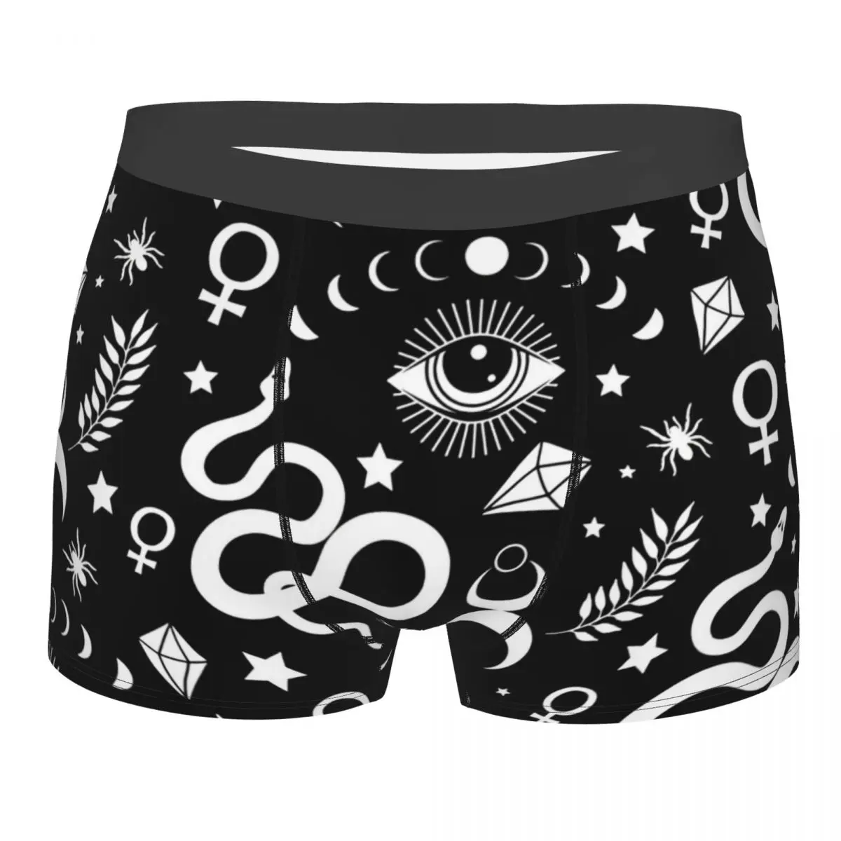 Modern Witch Occult Symbols  Black & White Underpants Breathbale Panties Male Underwear Print Shorts Boxer Briefs