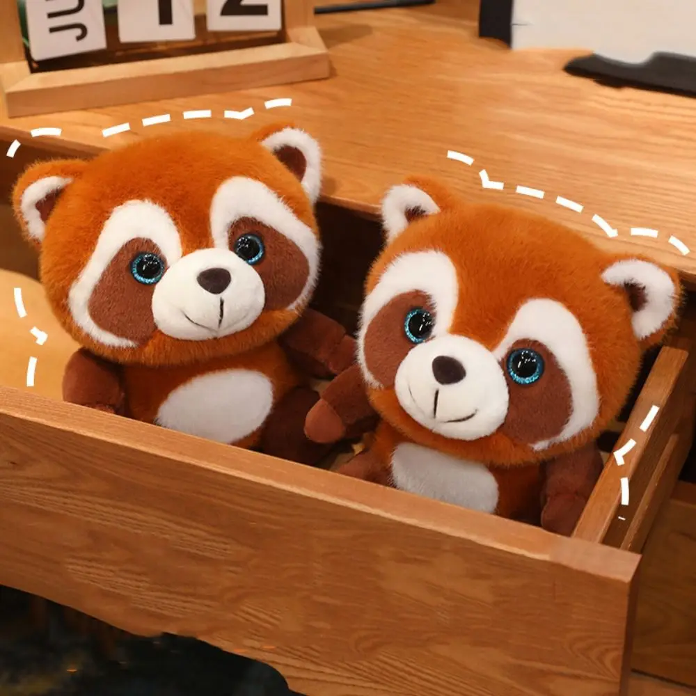 Red Panda Raccoon Plush Doll Sitting Posture Simulation Green Eyes Raccoon Plush Toy 20cm Soft Pillow Children Gifts