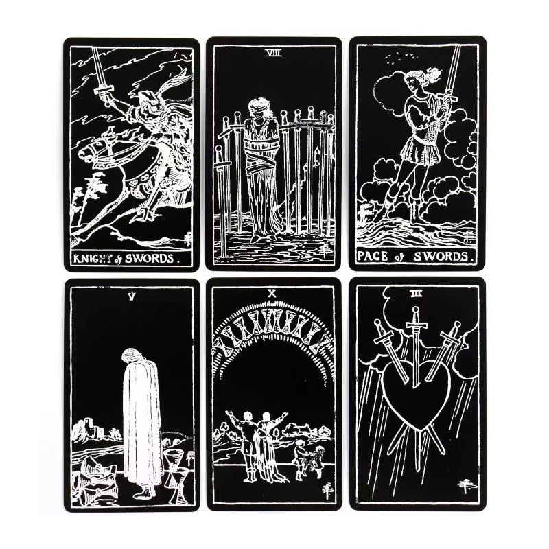 Black and White Rider Tarot Deck 78 Pcs Tarot Cards for Beginners Rider-waite Tarot System Pocket Size