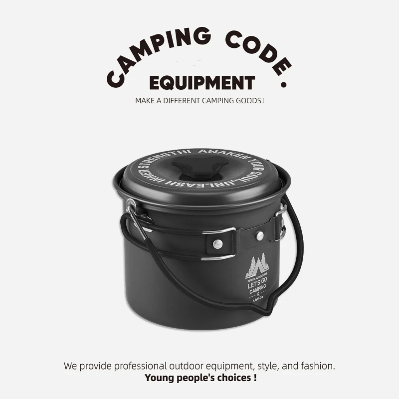 

Outdoor Aluminum 1.4L Portable Camping Pot with Foldable Handles Cooking Pot with Lid Cookware for Camping Hiking Picnic Travel