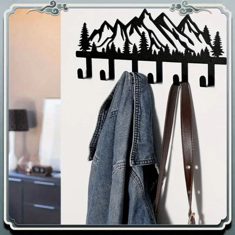AC76-مجموعة خطافات جدارية معدنية من المدى الجبلي-مقاومة للصدأ على الطراز المعاصر شماعات ملابس حاملات مفاتيح رفوف المناشف #2