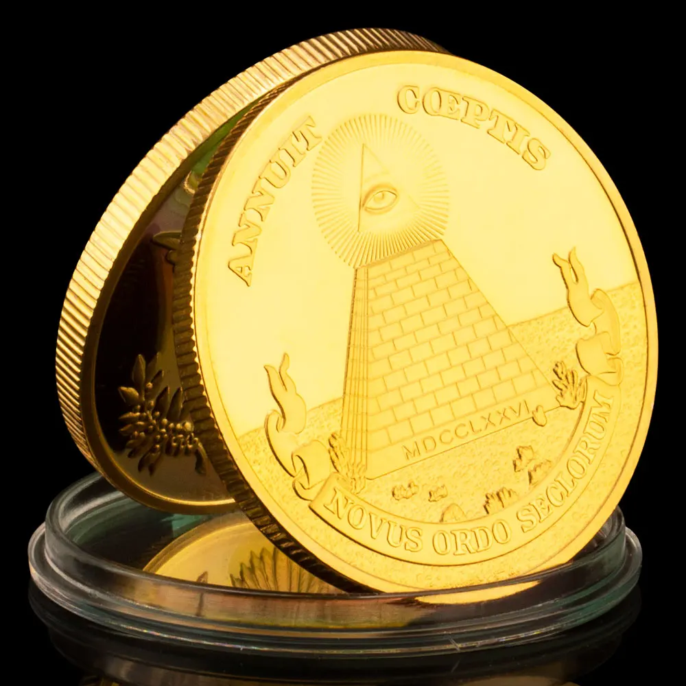 European and American Faith God's Eye Free Freemason Commemorative Coin Souvenir Pyramid Coins