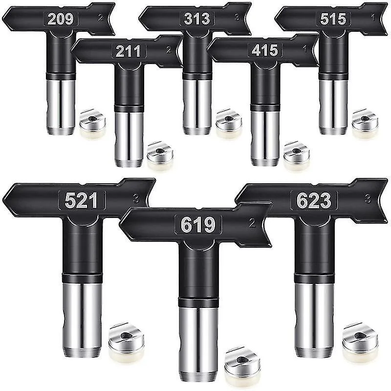 

8-Piece Reversible Airless Paint Sprayer Tips Set Metal with Stainless Steel Finish