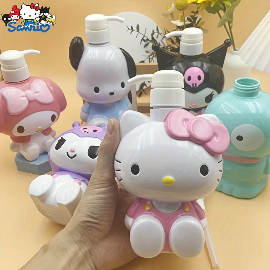 Sanrio Cartoon Hello Kitty duża pojemność Cinnamoroll butelka z pompką do balsamu Kawaii akcesoria łazienkowe szampon do mycia ciała dozownik