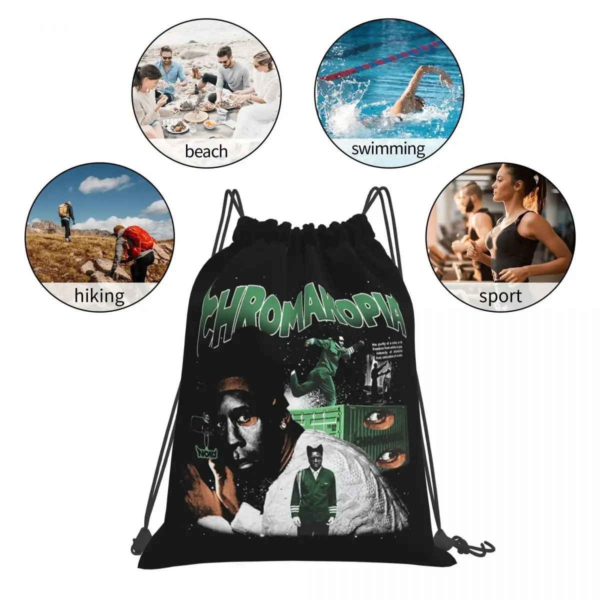 Chromakopia Stylish Tylers The Creator Backpacks Fashion Drawstring Bundle Pocket Shoes Bag Tas Buku Untuk Pelajar Perjalanan