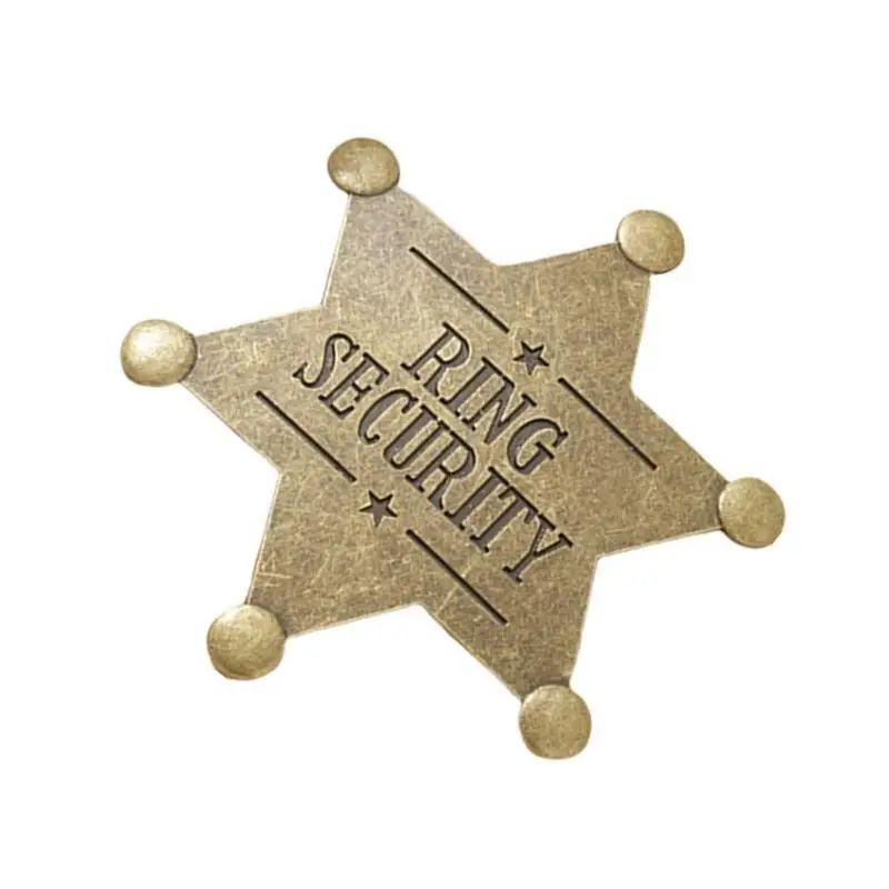 A52E Hexagonal Star Badge Rings Security Badge Pin Decorations Wedding Accessories Rings Bearer Badge Gift for Boys