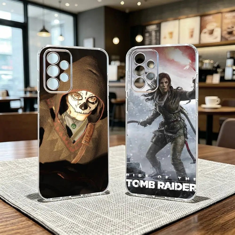 T-Tomb Cool Game R-Raider Phone Case Transparent Silicone Soft For Samsung S25,S24,S21,S22,S23,S30,Ultra,S20,Plus,Fe