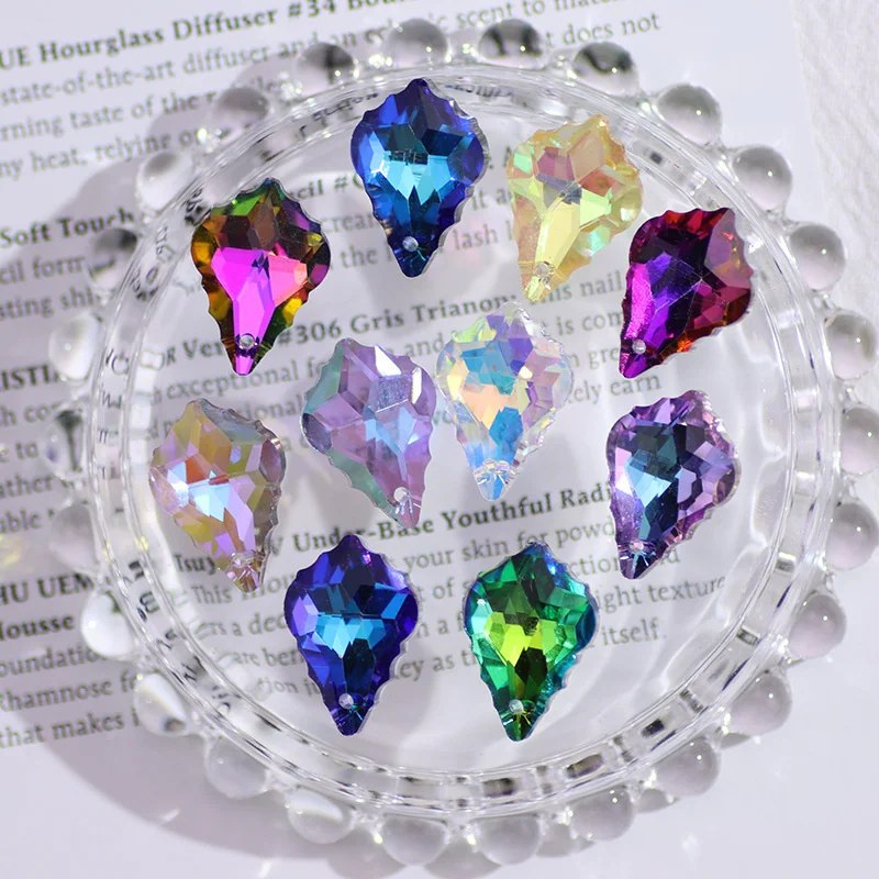 22mm Single Hole Charms Crystal Baroque Pendants Maple Leaf Shape Glass Beads For Jewelry Making Necklace Earrings DIY view 5