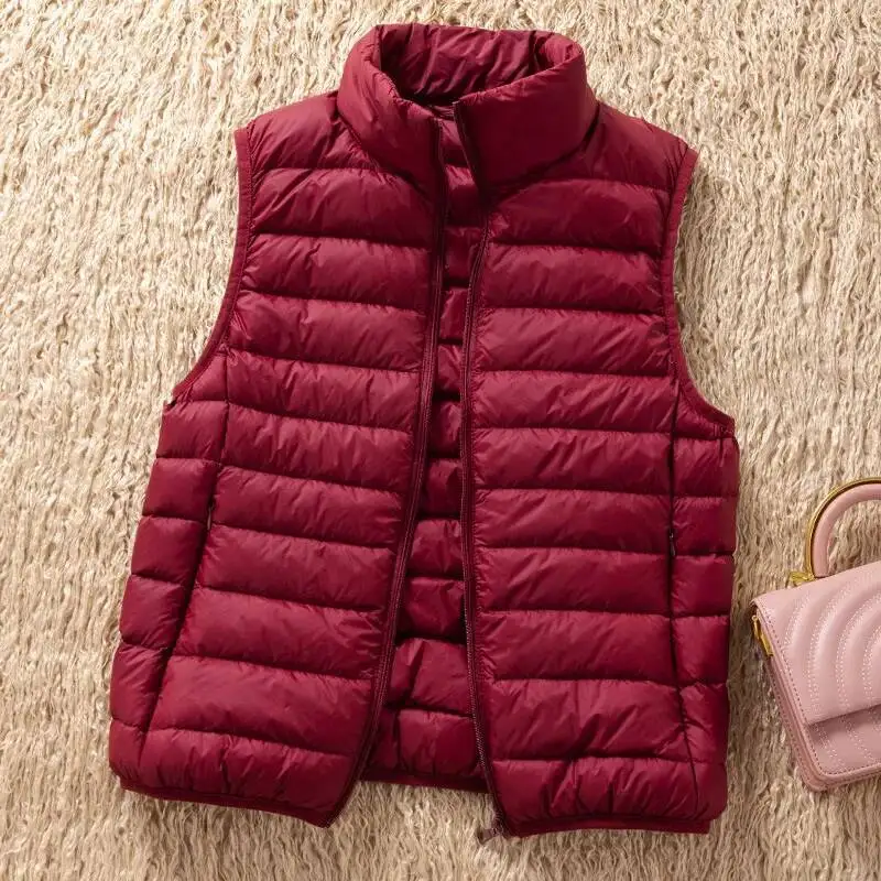 12 色 90% ホワイトダックダウンノースリーブジャケット 2023 新着女性超軽量パッカブルベスト女性コート