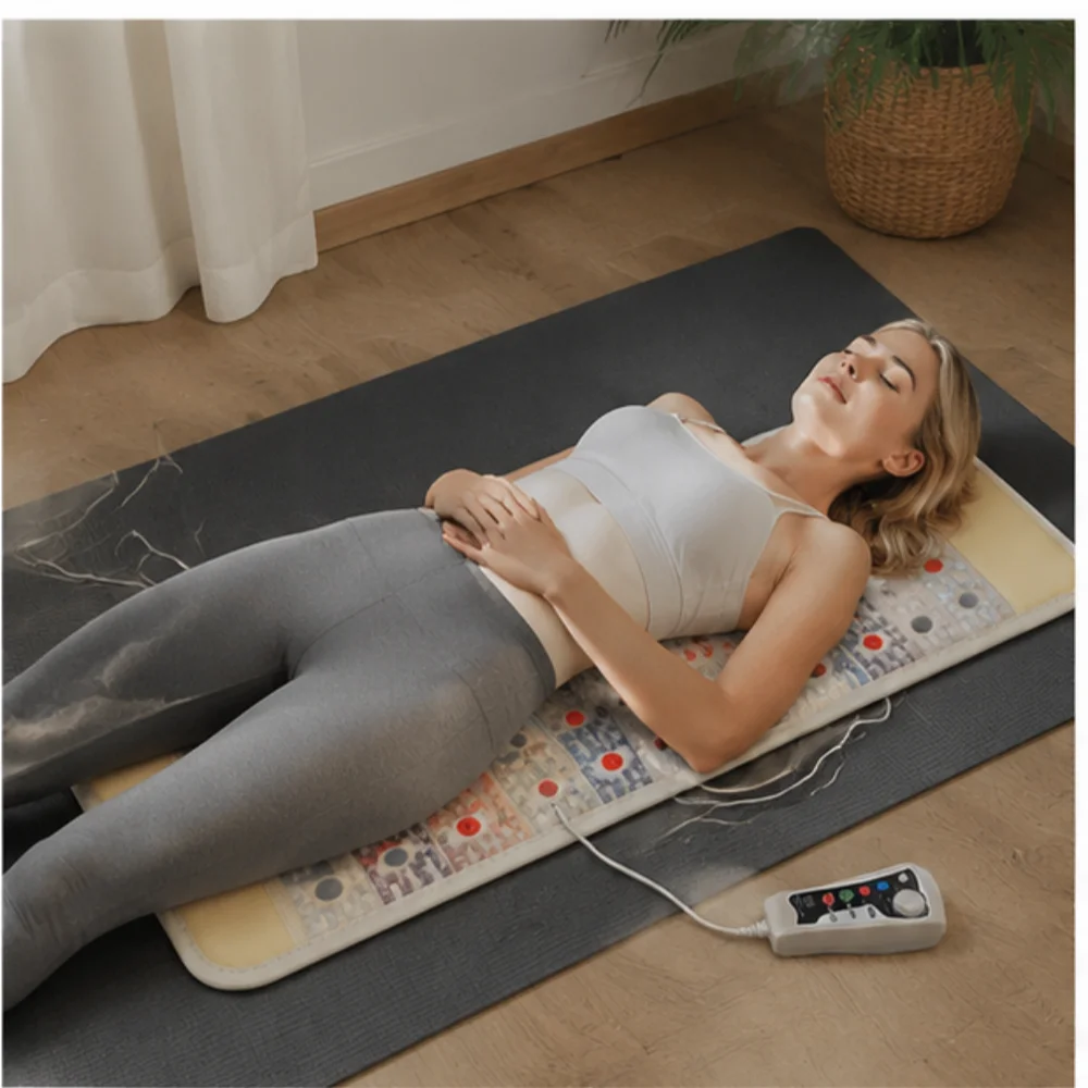50×100CM Mini Rainbow Crystal Heating Massage Mat PEMF Photon Infrared Warmth Pad for Relaxation Home Spa and Energy Balance