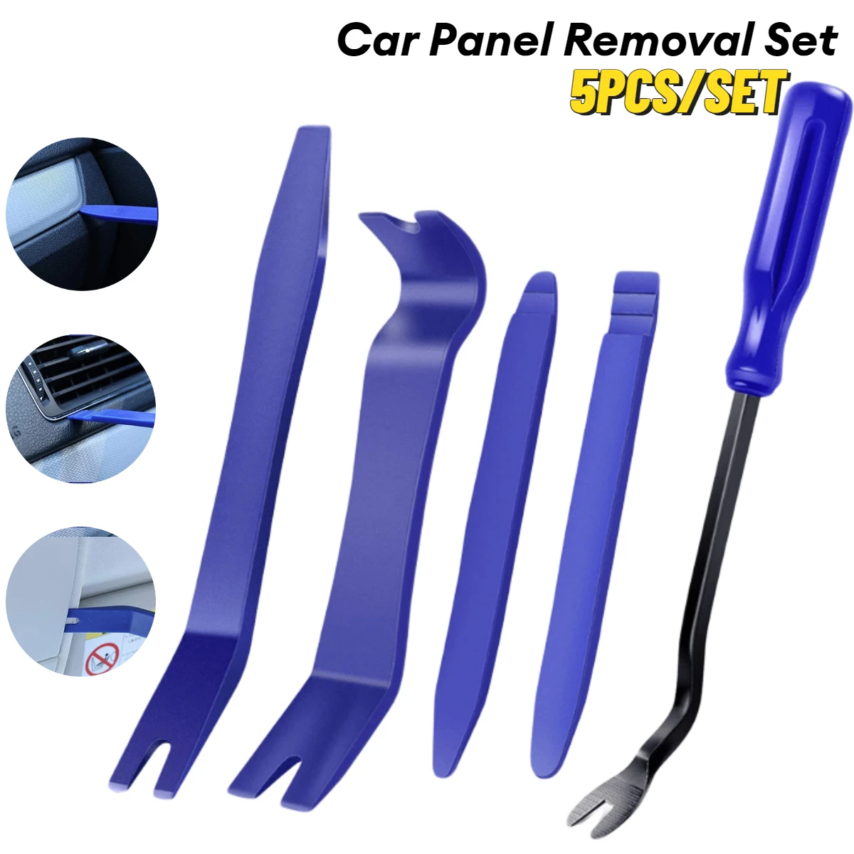 Car Panel Removal Set 5-Pcs Multifunctional Without Scratches Disassembly Panel and Audio Auto Door Trim Removal Tool Kit Blue