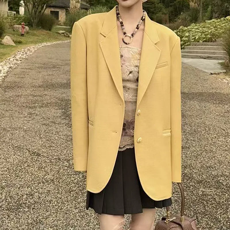 Women's Blazer, Fashionable Retro Classic Single-Breasted Long-Sleeve Jacket, High-Quality Casual Suit, 2026, New Arrival, Y2K,