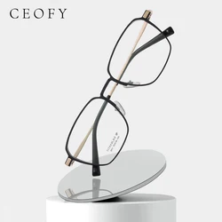 Ceofy Titanium Alloy Eyeglasses Men Square Ultra-Light Myopia Optical Prescription Glasses Frame 2022 New Eyewear High Quality