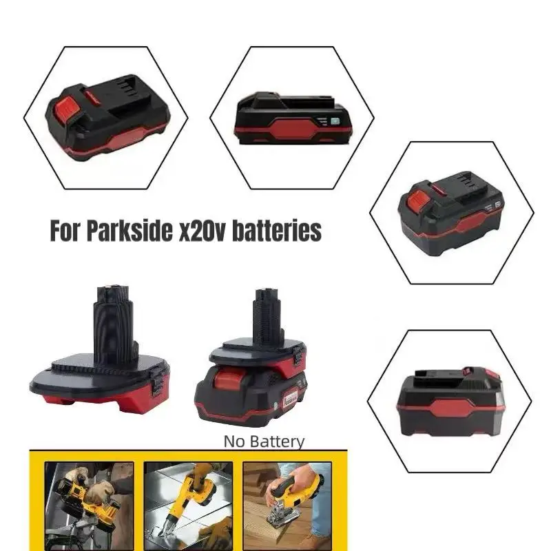 Adattatore Batteria Per DeWalt DCB200/DCB203/DCB204 A Utensili Parkside X20V TEAM – Convertitore 18V/20V Con Base Antiscivolo, Senza Batteria